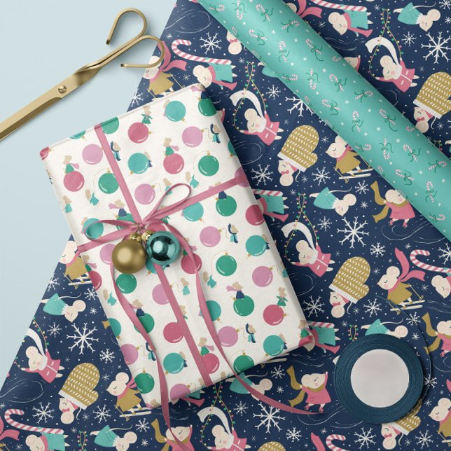 Merry Little Mice - Christmas Wrapping Paper Trio  Geschenkpapier Set (Merry Little Mouse themed set of 3 coordinating Christmas gift wrap sheets by Clearlytangled Studio.)