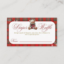 Merry Little Red Bow Christmas Plaid Diaper Raffle Begleitkarte