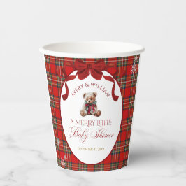 Merry Little Red Bow Christmas Plaid  Pappbecher