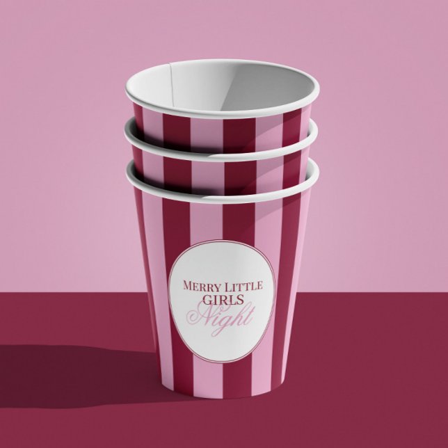 Merry little red stripe Christmas Party Cups Pappbecher (Von Creator hochgeladen)