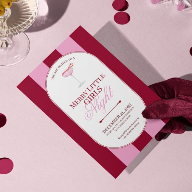 Merry little red stripe Christmas Party Invitation Einladung (Von Creator hochgeladen)