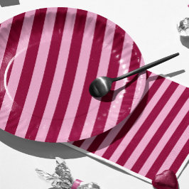 Merry little red stripe Christmas Party Plate Pappteller