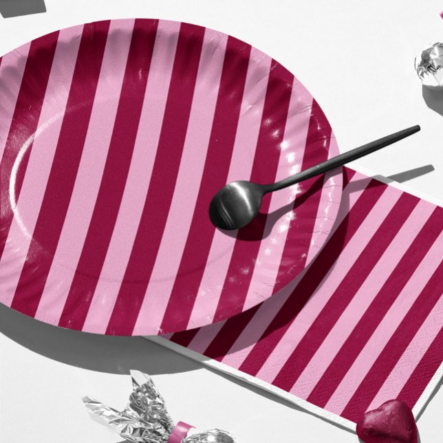 Merry little red stripe Christmas Party Plate Pappteller (Von Creator hochgeladen)