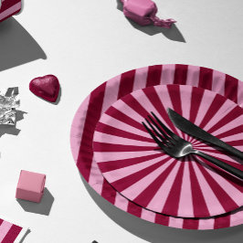 Merry little red stripe Christmas Party Plate Pappteller