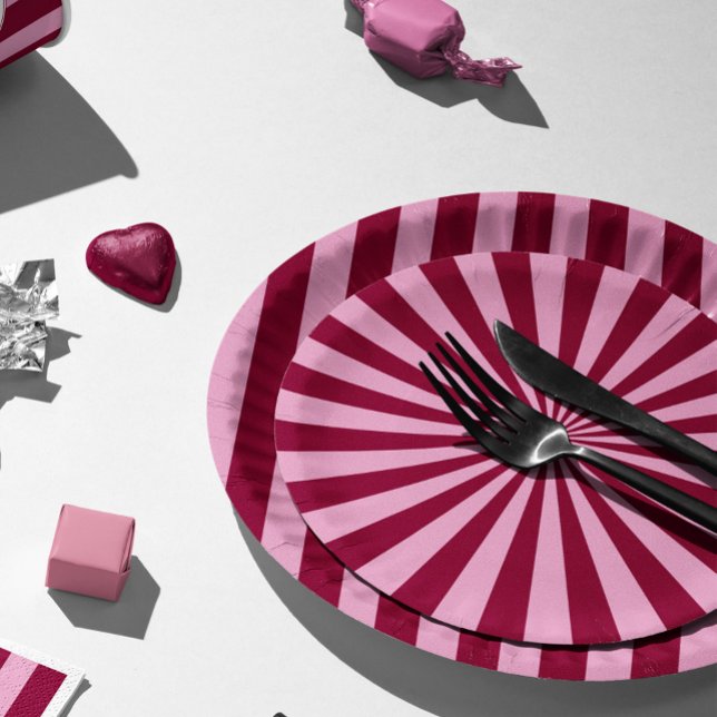 Merry little red stripe Christmas Party Plate Pappteller (Von Creator hochgeladen)