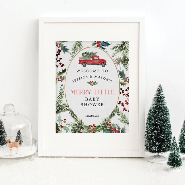 Merry Little Red Truck Baby Dusche Begrüßungszeich Poster (Von Creator hochgeladen)