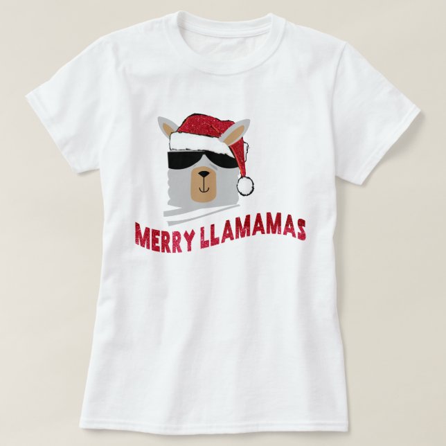 Merry Llamamas: Gewohntes Weihnachts-Lama-T-Shirt T-Shirt (Design vorne)