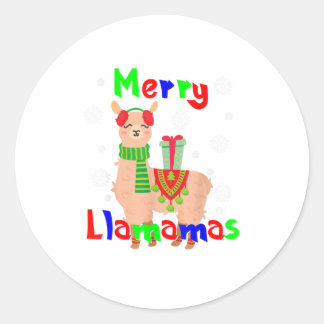 Merry Llamas Christmas Runder Aufkleber