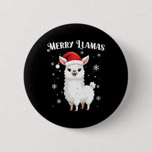 Merry Llamas Funny Christmas Llama Animal Holiday Button
