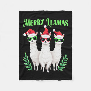 Merry Llamas Funny Christmas Llama Animal Holiday Fleecedecke