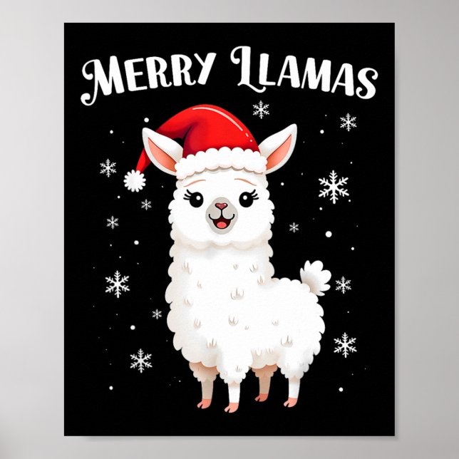 Merry Llamas Funny Christmas Llama Animal Holiday Poster (Vorne)