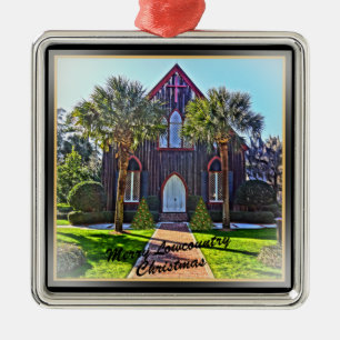 Merry Lowcountry Christmas Bluffton SC Church Ornament Aus Metall
