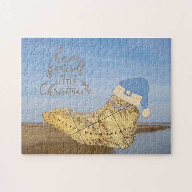 Merry Lowcountry Christmas Hilton Head Insel Karte Puzzle (Horizontal)