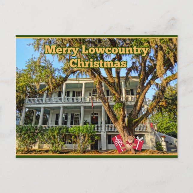 Merry Lowcountry Christmas South Carolina Holiday Postkarte (Vorderseite)
