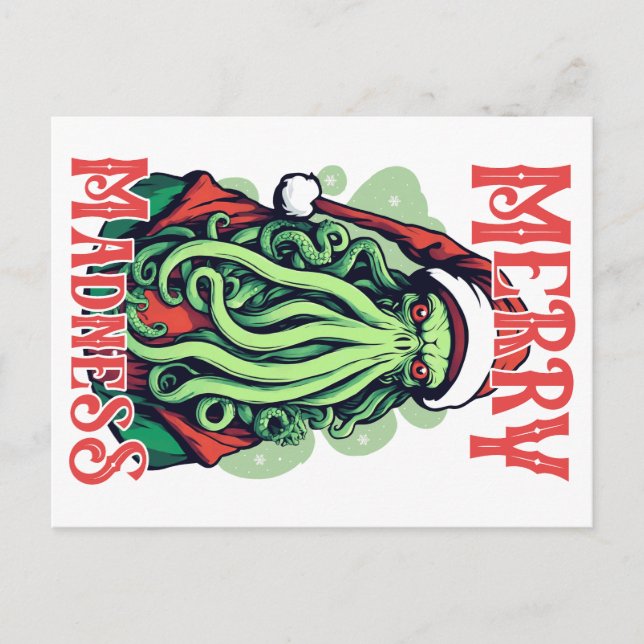 Merry Madness - Cthulhu Santa Stare Postkarte (Vorderseite)