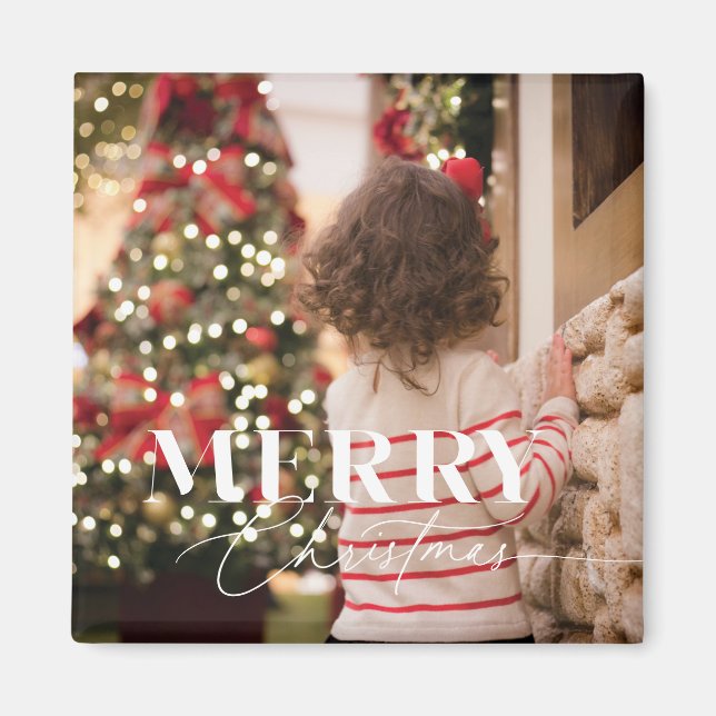 Merry Magic Christmas Script & Serif Foto Magnet (Vorne)