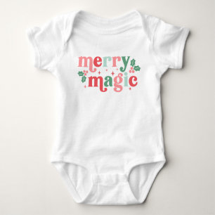 Merry Magic - farbenfrohe Weihnachtstypografie Baby Strampler