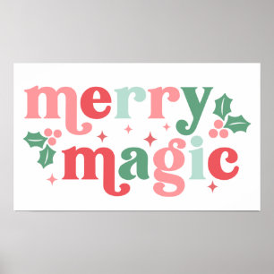 Merry Magic - farbenfrohe Weihnachtstypografie Poster
