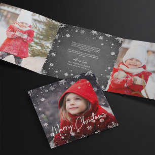 Merry Magic Rustikales Schneeflocken Multi-Foto Dreifach Gefaltete Urlaubskarte