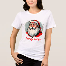 Merry Magic Santa Christmas Design Tri-Blend Shirt
