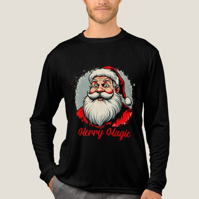 Merry Magic Santa Christmas Design Tri-Blend Shirt (Vorderseite)