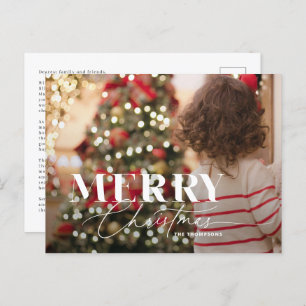 Merry Magic Script Serif Weihnachts-Foto Postcard Feiertagspostkarte