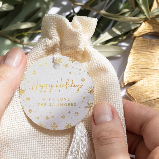 Merry Magic | Snowflake Holiday Geschenketiketten Geschenkanhänger (Von Creator hochgeladen)