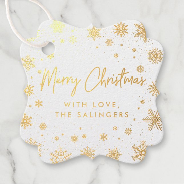 Merry Magic | Weihnachts-Snowflake-Geschenktasten Geschenkanhänger (Vorderseite)