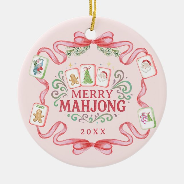 Merry Mahjong | Christmas Keramik Ornament (Vorne)