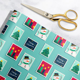 Merry Mail Aquamarin Holiday Porto Briefmarke Must Geschenkpapier