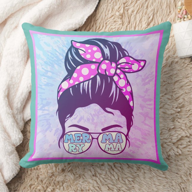 Merry Mama Fun Hair in a Bun Sonnenbrille Mama Ret Kissen (Decke)