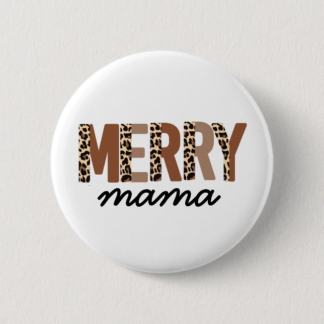 "Merry Mama" Moderner Farbblock Leopard Boho Button (Vorderseite)