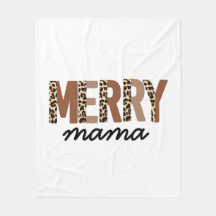 "Merry Mama" Moderner Farbblock Leopard Boho Fleecedecke