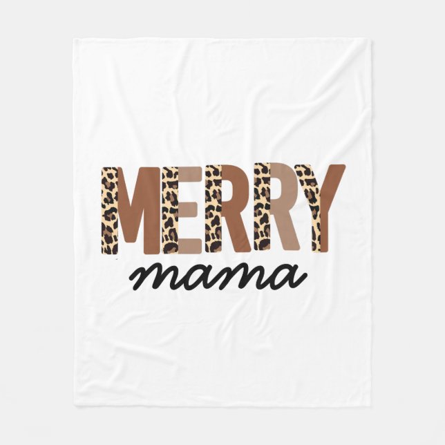 "Merry Mama" Moderner Farbblock Leopard Boho Fleecedecke (Vorderseite)