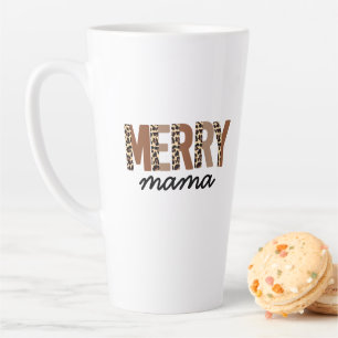 "Merry Mama" Moderner Farbblock Leopard Boho Milchtasse