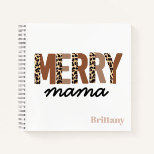 "Merry Mama" Moderner Farbblock Leopard Boho Notizbuch