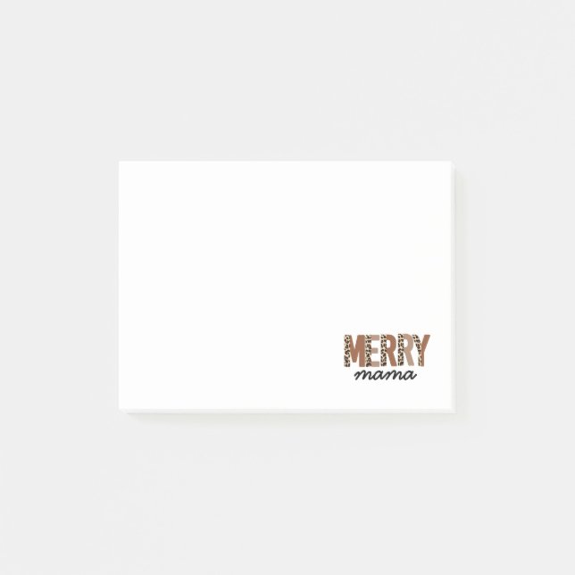 "Merry Mama" Moderner Farbblock Leopard Boho Post-it Klebezettel (Vorderseite)