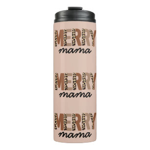 "Merry Mama" Moderner Farbblock Leopard Boho Thermosbecher