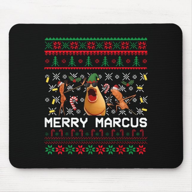 Merry Marcus Ugly Christmas Sweater Funny The Worm Mousepad (Vorne)