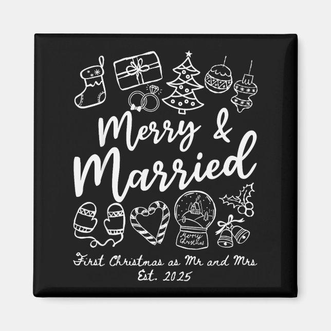 Merry Married First Christmas As Mr And Mrs 2025 N Magnet (Vorne)