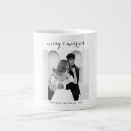 Merry & Married - Personalized Newlywed Christmas Jumbo-Tasse