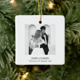 Merry & Married - Personalized Newlywed Christmas  Keramikornament