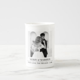 Merry & Married - Personalized Newlywed Christmas  Prozellantasse