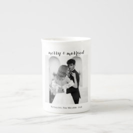 Merry & Married - Personalized Newlywed Christmas Prozellantasse