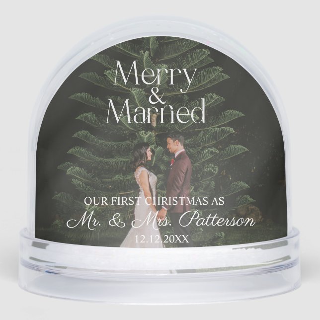 Merry & Married Wedding First Christmas Schneekugeln (Vorderseite)