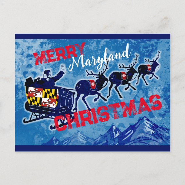 Merry Maryland Flagge Weihnachtspostkarte Feiertagspostkarte (Vorderseite)