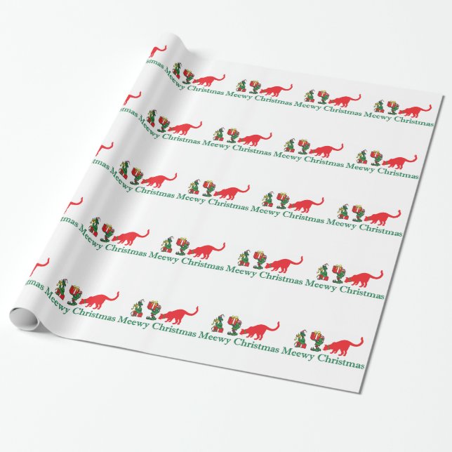 Merry Meewy Christmas Cats Geschenkpapier (Ungerollt)
