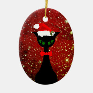 Merry Meowmas Mitte des Jahrhunderts Moderne 2019  Keramik Ornament