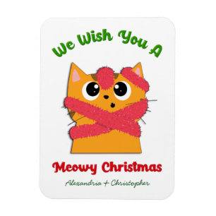 Merry Meowy Weihnachtskatze Urlaub personalisieren Magnet