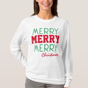 MERRY MERRY CHRISTMAS RED GREEN TYPOGRAPHY T-Shirt